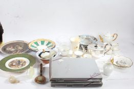 Mixed ceramics, to include Limoges collectors plates, white and gilt cups and saucers, a