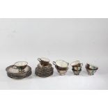 Bavarian lustre tea and coffee set, comprising six each plates, tea and coffee cups with saucers (