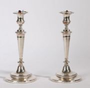 Pair of George III silver candlesticks, Sheffield 1803, makers marks possibly John Green, Roberts,
