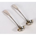 Pair of George IV silver sauce ladles, Edinburgh 1826, maker F.R. & S, the fiddle pattern handles