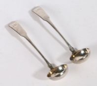 Pair of George IV silver sauce ladles, Edinburgh 1826, maker F.R. & S, the fiddle pattern handles