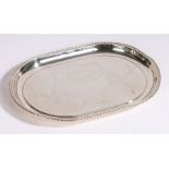 Edward VII silver dressing table tray, Birmingham 1907, makers marks rubbed, of oval form with