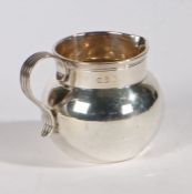 Victorian Britannia standard silver milk jug, London 1896, makers mark rubbed, with reeded loop