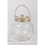 George V silver mounted clear glass biscuit jar, Sheffield 1912, maker Joseph Rodgers & Sons, the