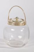 George V silver mounted clear glass biscuit jar, Sheffield 1912, maker Joseph Rodgers & Sons, the