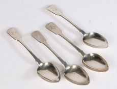 Four George IV silver table spoons, London 1829, maker Jonathan Hayne, the fiddle pattern handles