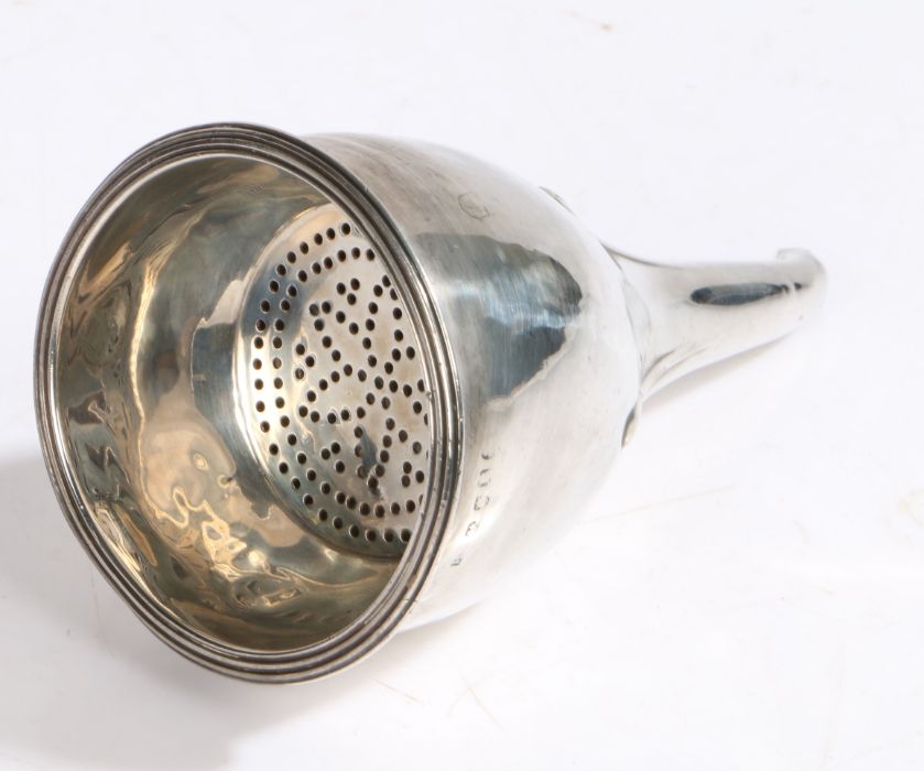 George III silver wine funnel, marks rubbed, makers mark HN or NH, the detachable pierced top