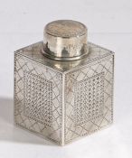 George V silver tea caddy, Birmingham 1911, makers mark rubbed, the cylindrical lid above a