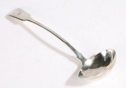 William IV silver ladle, London 1832, maker William Bateman II, the fiddle pattern handle engraved