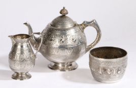 Victorian Scottish silver three piece tea service, Edinburgh 1871, maker William Marshall,