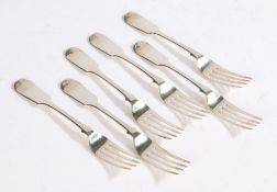 Set of six Victorian silver desert forks, London 1863, maker Elizabeth & John Eaton, the fiddle