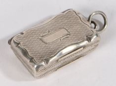 Victorian silver vinaigrette, Birmingham 1863, maker Frederick Marson, of rectangular form, the