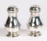 Pair of George V silver muffineers, London 1918, maker Vander & Hedges, the pierced and scroll