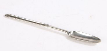 George II silver marrow scoop, London 1736, maker Starling Wilford, the reverse of the slender blade