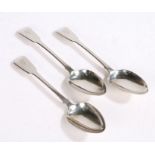 Three George IV silver table spoons, London 1825, maker John Harris IV, the fiddle pattern handles