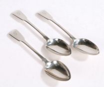 Three George IV silver table spoons, London 1825, maker John Harris IV, the fiddle pattern handles