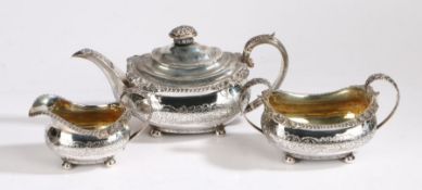 George III silver tea set, London 1819, maker Rebecca Emes & Edward Barnard I, consisting of