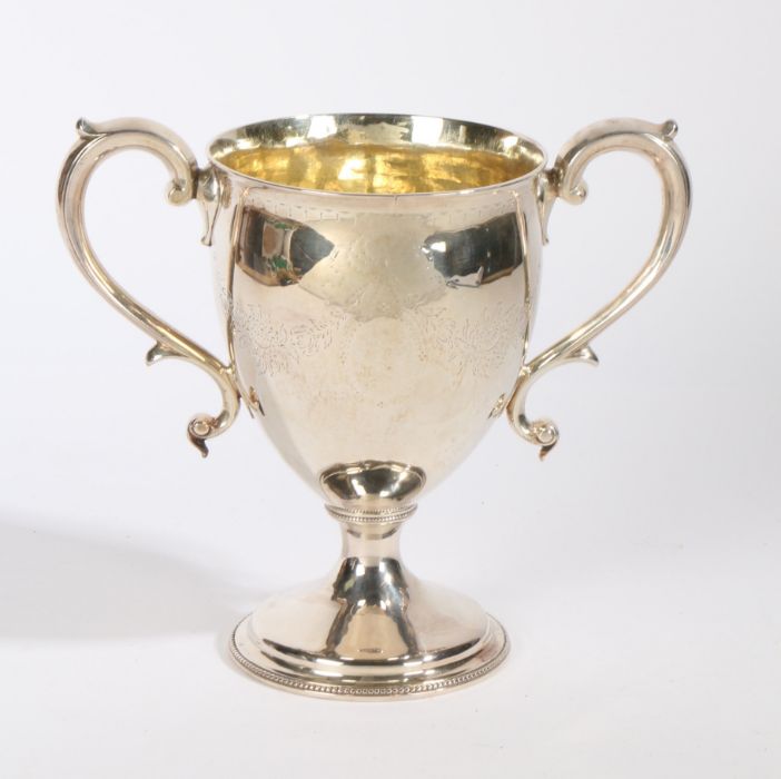George III Scottish silver twin handled trophy cup, Edinburgh, date letter rubbed, maker Patrick