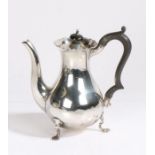 Edward VII silver hot water pot, Chester 1903, maker Stokes & Ireland Ltd. with ebonised finial