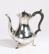 Edward VII silver hot water pot, Chester 1903, maker Stokes & Ireland Ltd. with ebonised finial