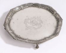 Victorian silver card tray, Sheffield 1893, maker James Dixon & Sons, with gadrooned and swag cast