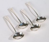 Matched set of four silver ladles, London 1830 and 1832, maker Jonathan Hayne, two Victorian ladles,
