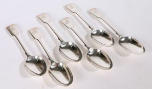 Set of six George V silver dessert spoons, London 1912, maker Josiah Williams & Co. the fiddle