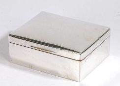 George V silver cigar box, London 1912, makers mark rubbed, the hinged lid opening to reveal a