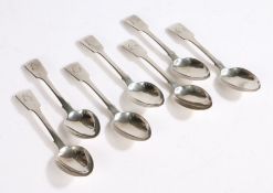 Seven George IV silver dessert spoons, London 1828, maker Jonathan Hayne, the fiddle pattern handles