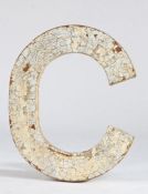 Cast metal letter "C", 47cm wide, 57.5cm high