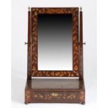 19th Century Dutch mahogany and floral marquetry inlaid toilet mirror, with a rectangular hinged