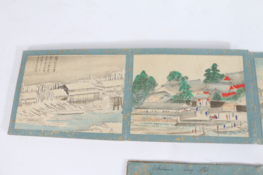 Unusual 19th Century album containing 48 watercolours depicting Japanese landscape scenes, to - Image 8 of 27