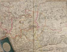 Richard Holmes Laurie, 19th century folding map on cloth of the county round London, to the distance