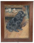 Gerald Laffitte (French, 19th/20th Century) Spaniel by a Chair signed Gerald Laffitte (lower right),