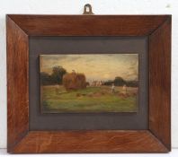 Basil Bradley (1842-1904), The Harvest Moon, signed B Bradley (lower left), oil on panel, 13 x 21cm