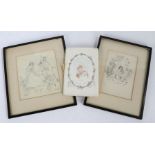 Daphne Constance Allen (British, Born 1899), Two illustrations from 'A Garland of Love', signed. pen