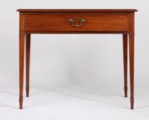 Victorian mahogany side table, with single frieze drawer, raised on square tapering legs, 91cm wide,