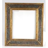 19th century carved giltwood picture frame, the blue ground with acanthus leaf scroll decoration and