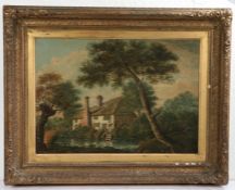 English School (19th Century), Wooded Landscape with Cottage, oil on canvas, 37 x 52cm