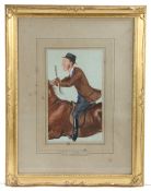 (19th century) 'Mr. Lowther, M.P. December 8, 1877' watercolour 31 x 18cm (12 1/4 x 7 1/8in)