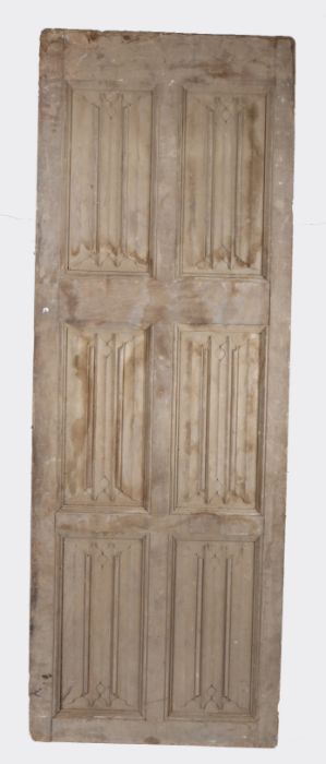 A section of oak panelling, designed with six linenfold-carved panels, In the mid-16th century