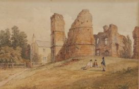 Thomas Baker of Leamington (British, 1809-1869) Figures by a Ruin, signed T Baker (lower left),