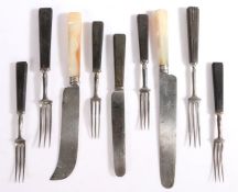 Selection of 19th Century cutlery to include mother of pearl handled knife with steel blade