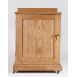 Victorian pine cupboard, the panelled cupboard door opening to reveal four graduated drawers with