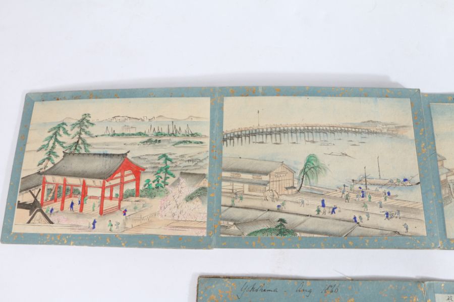 Unusual 19th Century album containing 48 watercolours depicting Japanese landscape scenes, to - Image 3 of 27