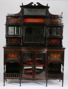 Victorian rosewood and mahogany mirror back sideboard, the architectural mirrored back with