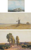 Robert Thorne Waite R.W.S (British, 1842-1935), 'Building the Rick', 'A Windmill on the Downs' & '