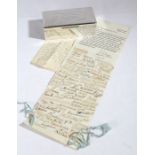 George VI silver presentation scroll box, London 1944, maker Mappin & Webb, the hinged lid