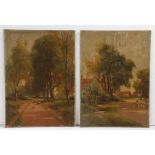 Attributed to WA Newman (19th century) a pair of landscapes oil on canvas board each 35.5 x 25.