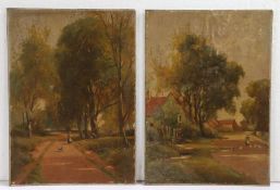 Attributed to WA Newman (19th century) a pair of landscapes oil on canvas board each 35.5 x 25.